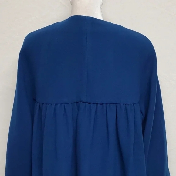 Rare Vintage 1970s Anne Klein Blue Wool Cashmere Pleated Topcoat Swing Coat - Picture 10 of 16